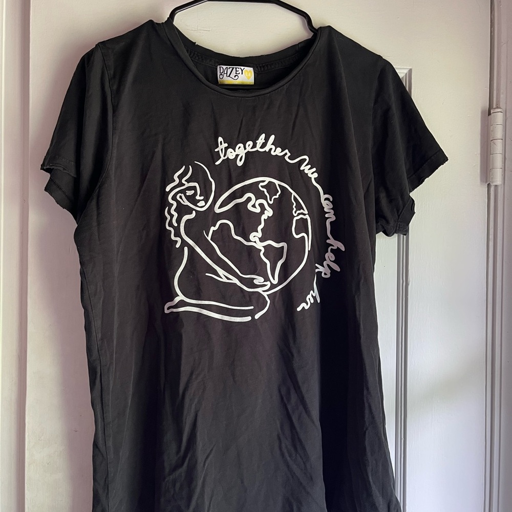 Black Graphic T-Shirt with Earth Design